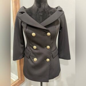 Alexia Admor Off Shoulder Double Breasted Black Blazer (6) - NWT